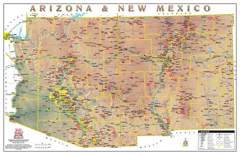 MAP Arizona and New Mexico Map